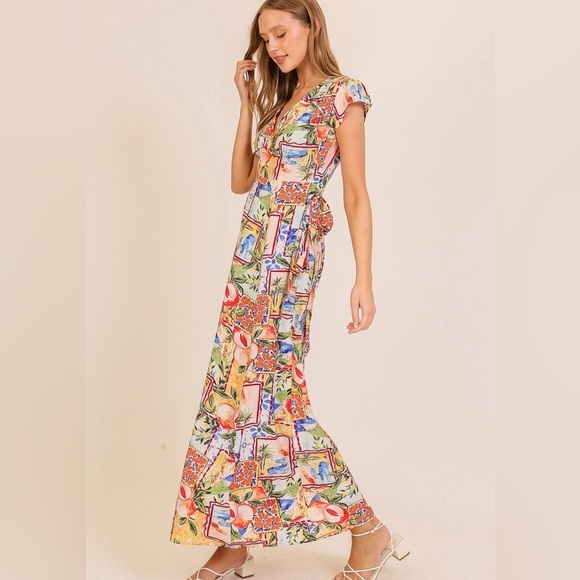 177 - Tropic Fruit Wrap Maxi Dress - Picture 2 of 3